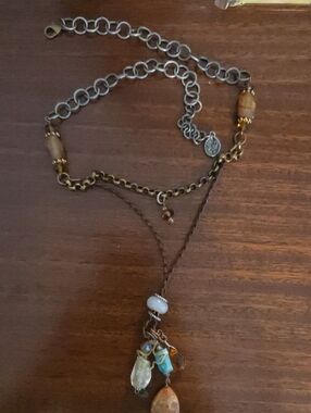 Bohemian Multi-Tier Brown and Gold Pendant Necklace - Unbranded